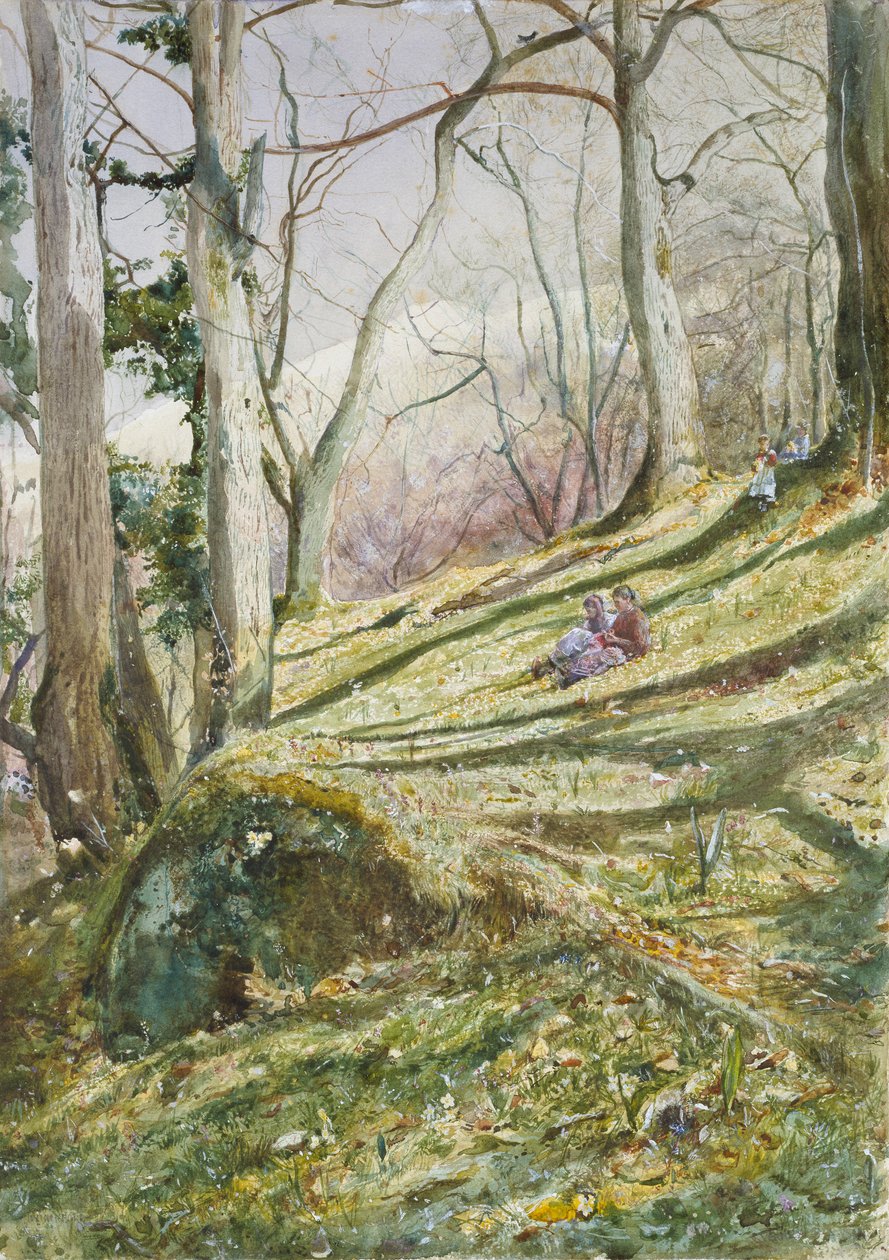 Pendio boscoso con quattro figure, metà XIX secolo da John William Inchbold