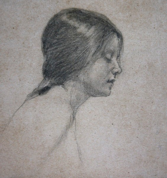 Testa di una giovane ragazza, c.1880 da John William Waterhouse