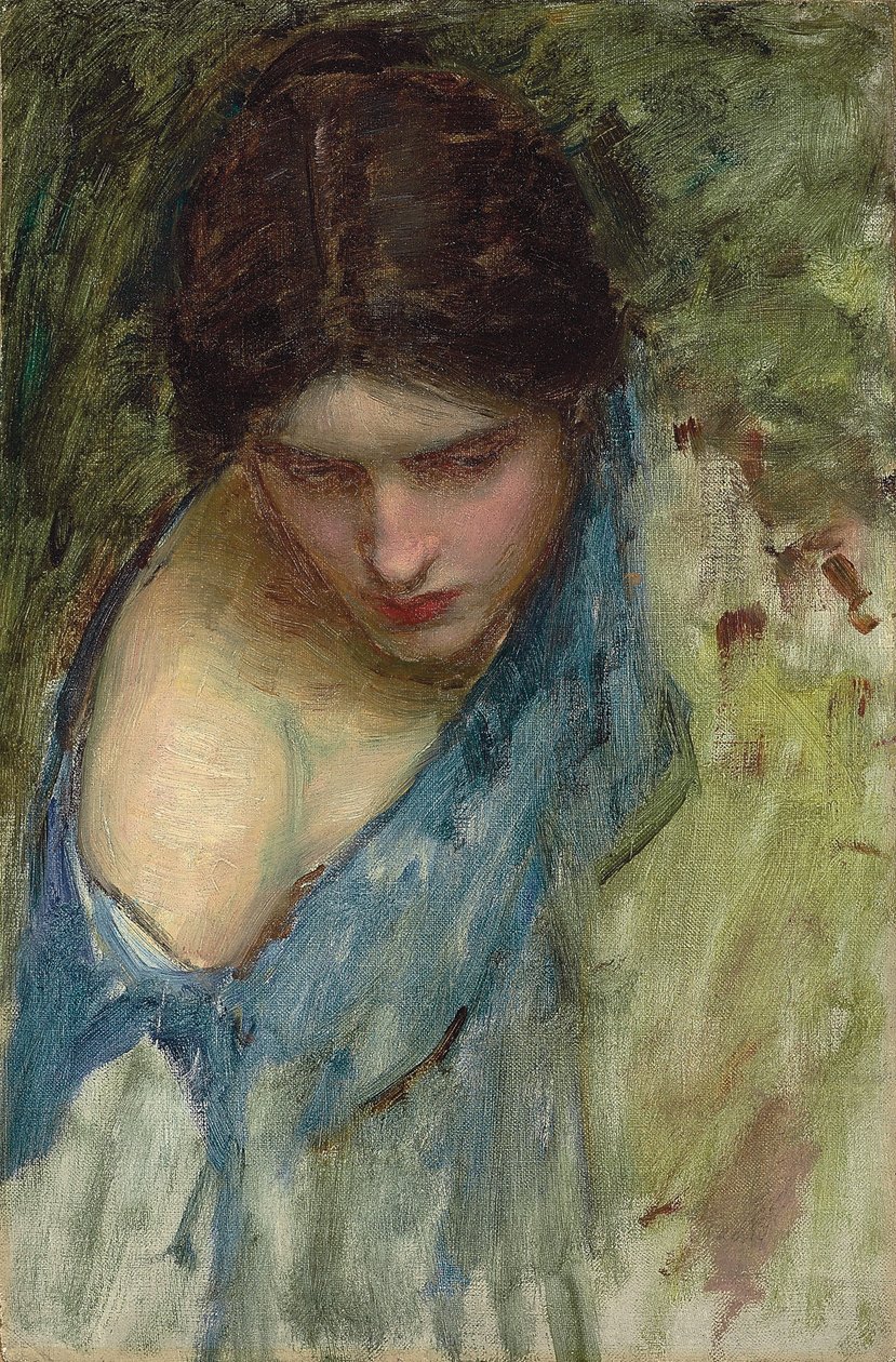 Ninfe che trovano la testa di Orfeo: uno schizzo della ninfa a sinistra da John William Waterhouse