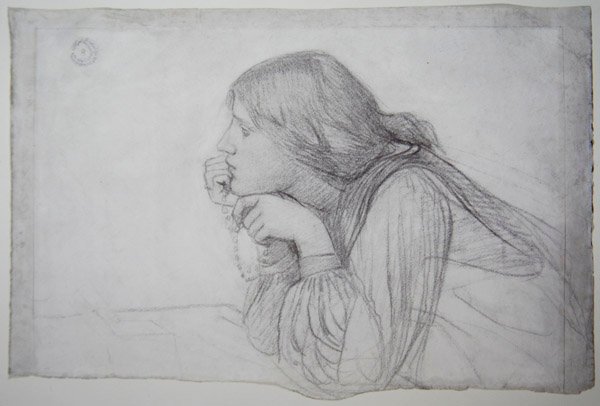 Studio di una figura femminile con rosario da John William Waterhouse