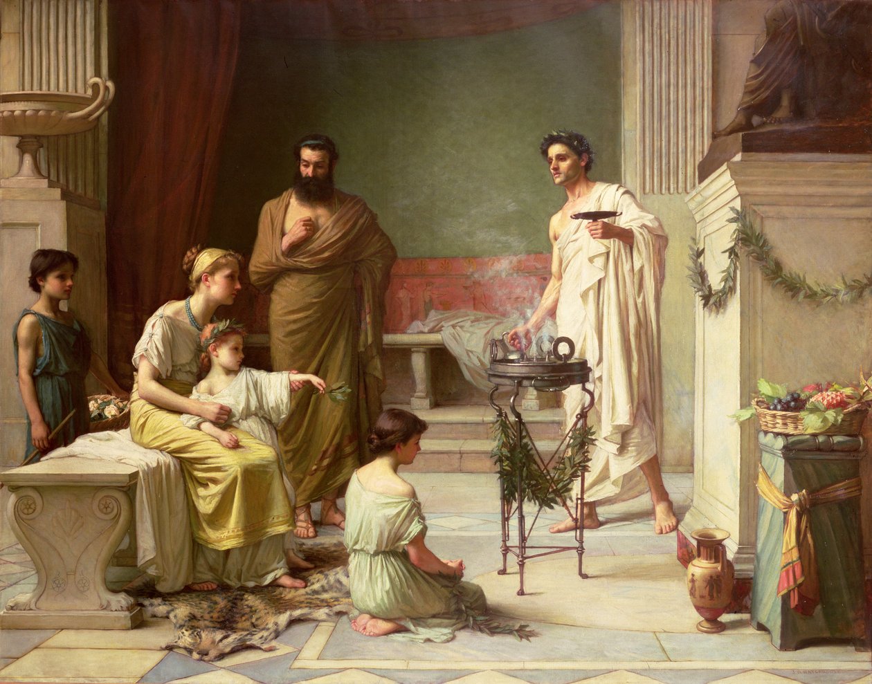 La visita di un bambino malato al Tempio di Esculapio, 1877 da John William Waterhouse