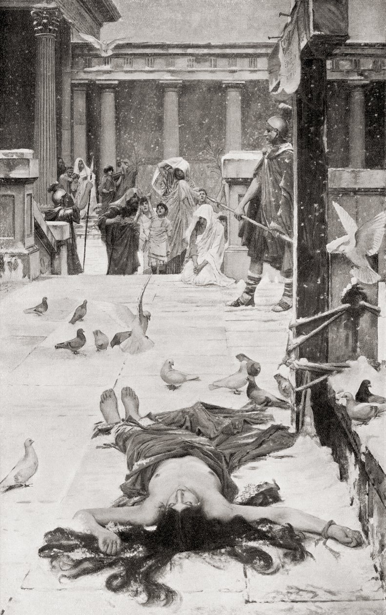 Il martirio di Santa Eulalia, dopo il dipinto di John William Waterhouse, da Hutchinson