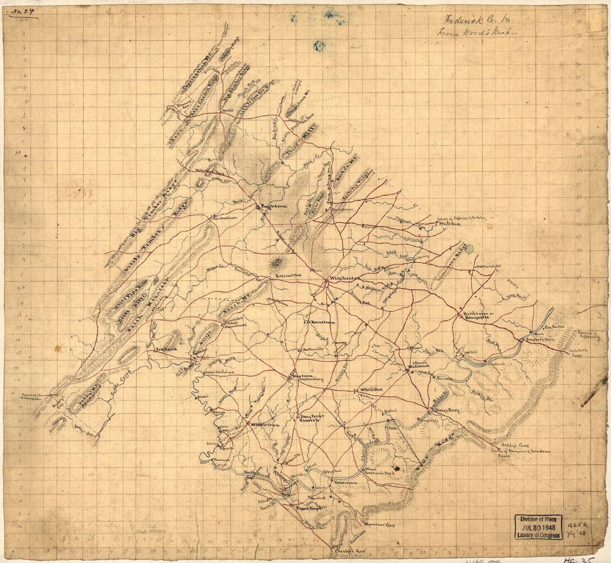 Frederick Co. Va., dalla mappa di Wood. LOC 2002627443 da John Wood