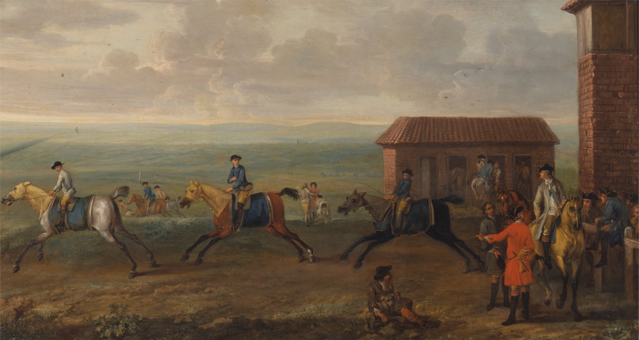 Lord Portmore che osserva i cavalli da corsa in esercizio a Newmarket Heath da John Wootton