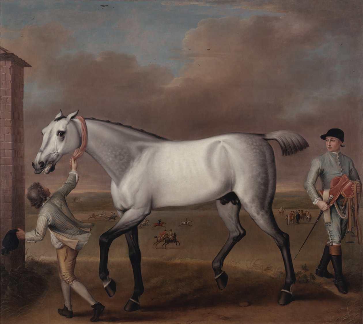 Il cavallo da corsa grigio del Duca di Hamilton, "Victorious", a Newmarket da John Wootton