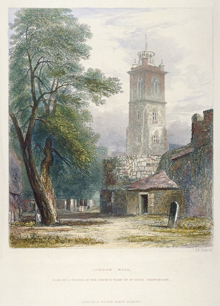 Chiesa di St Giles senza Cripplegate, Città di Londra, 1851 da John Wykeham Archer