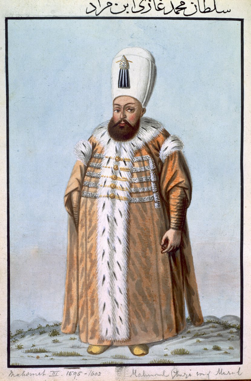 Maometto (Mehmed) III (1566-1603) Sultano dal 1595 al 1603, da "Una serie di ritratti degli imperatori di Turchia" da John Young