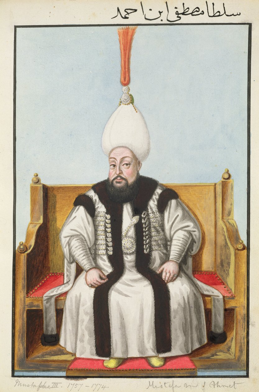 Mustapha III (1717-74) Sultano dal 1757 al 1774, da "Una serie di ritratti degli imperatori di Turchia" da John Young