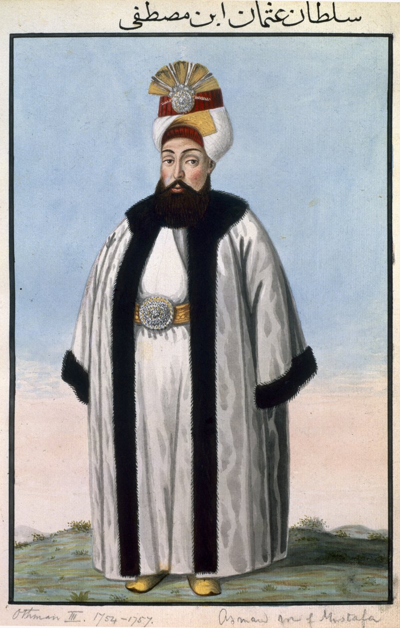 Othman (Osman) III (1699-1757) Sultano dal 1754 al 1757, da "Una serie di ritratti degli imperatori di Turchia" da John Young