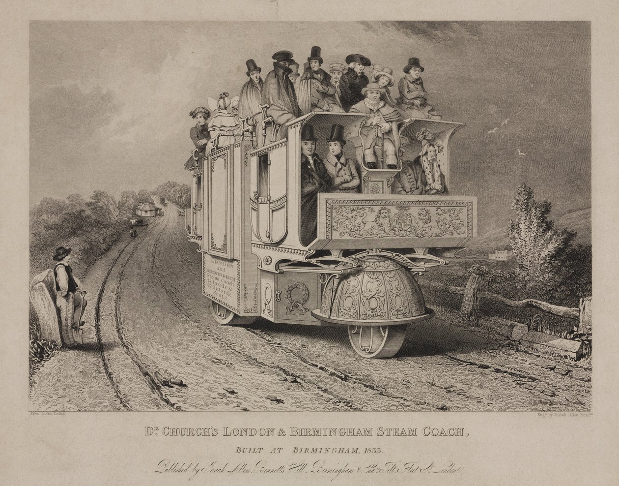 La carrozza a vapore di Dr. Church, Londra & Birmingham da John after Cooke