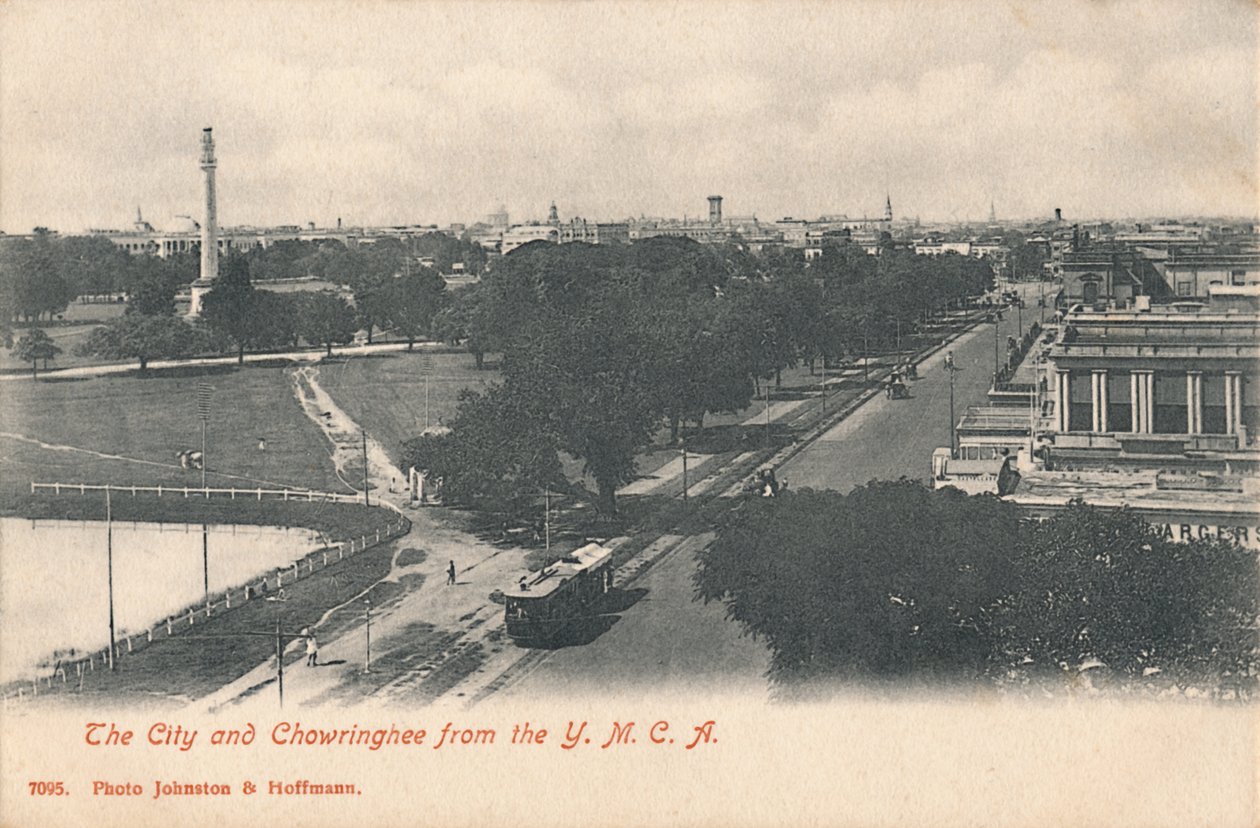 La città e Chowringhee dalla Y.M.C.A., inizio XX secolo da Johnston and Hoffmann