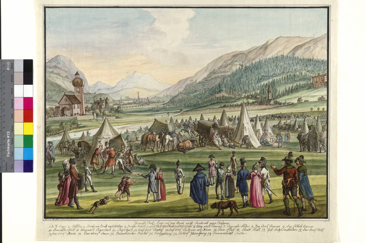Accampamento imperiale russo a Neurauth a Innsbruck 1799 da Jokob Placidus Altmutter