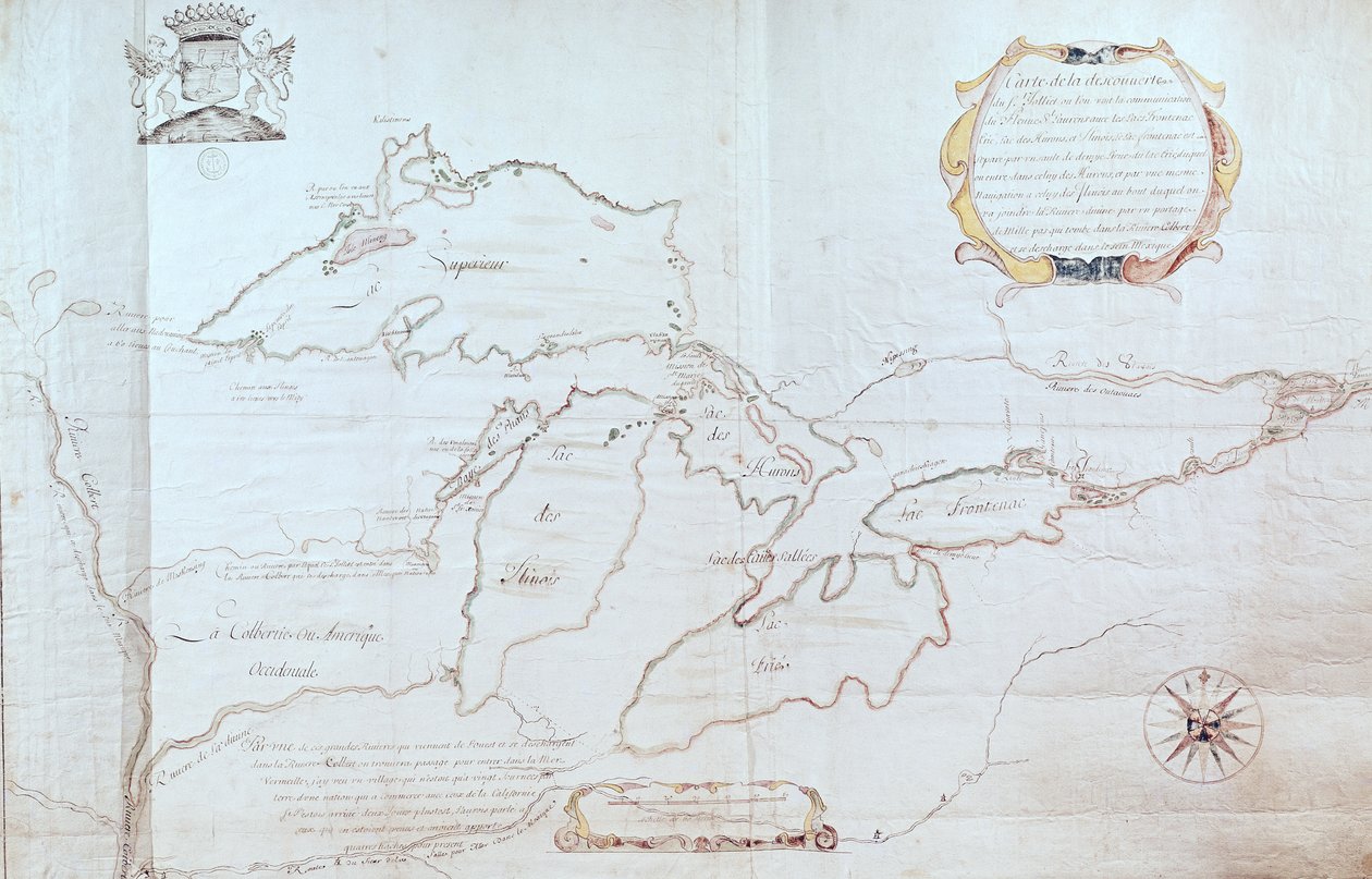 Mappa dei Grandi Laghi da Jolliet