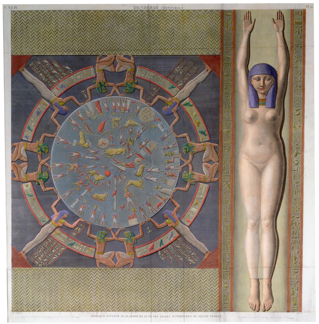 Soffitto zodiacale dal grande Tempio di Denderah, Egitto, c1826 da Jollois and Devilliers