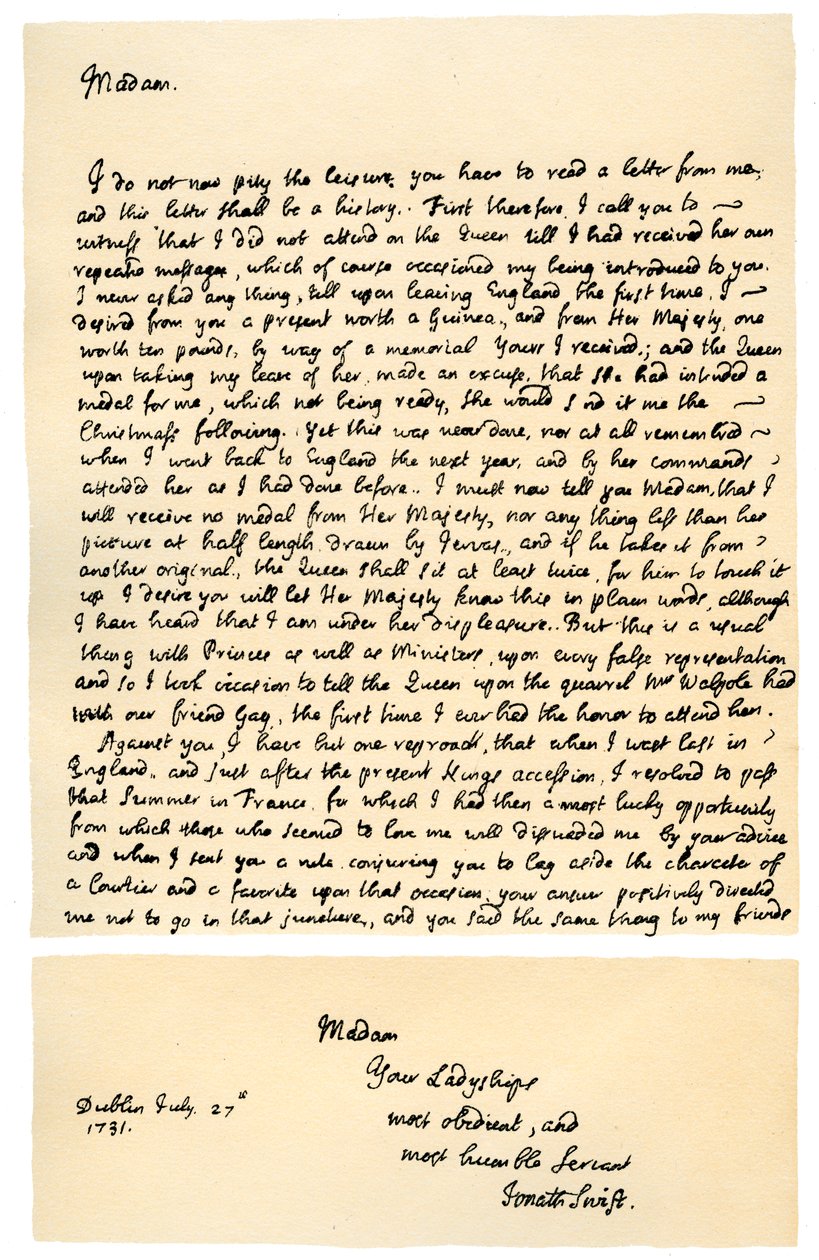 Lettera di Jonathan Swift a Henrietta Howard, 21 novembre 1730 da Jonathan Swift