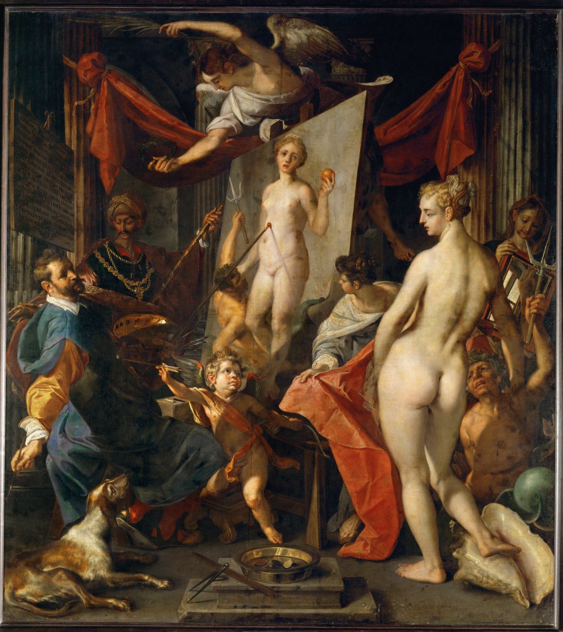 Apelle dipinge Campaspe I ... (dipinto su tela) da Joos or Jodocus van Winghe