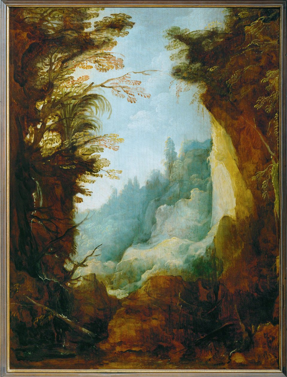 Burrone tra le rocce (dipinto su legno di quercia) da Joos or Josse de The Younger Momper