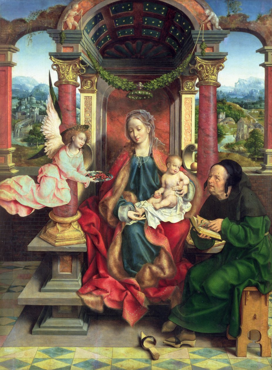 La Sacra Famiglia, pannello centrale di un trittico da Joos van Cleve