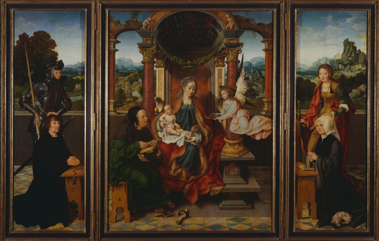 La Sacra Famiglia, ca 1530, trittico da Joos van Cleve