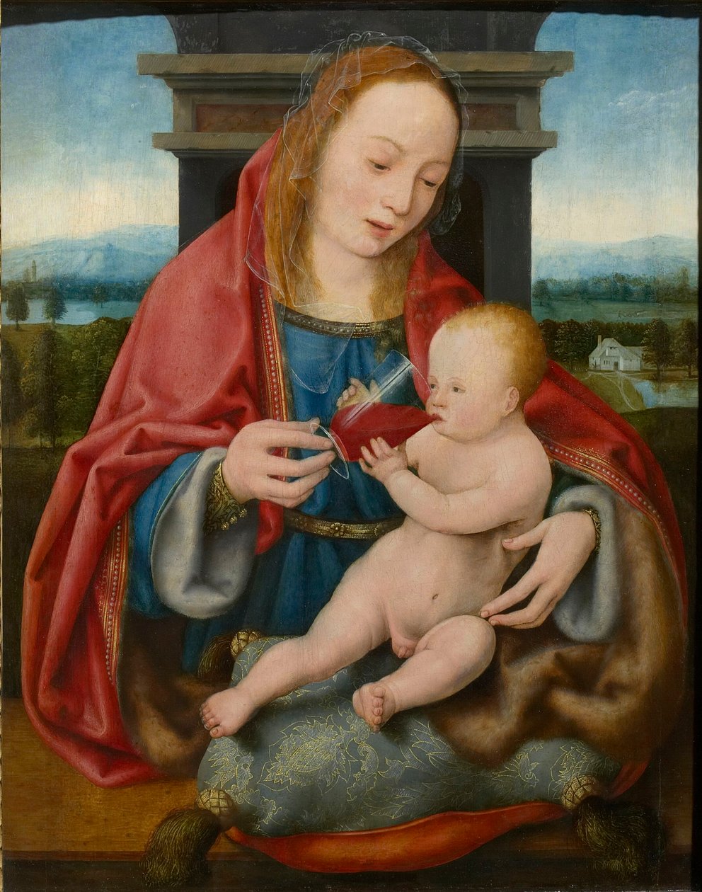 La Vergine con il Bambino Gesù che beve vino da Joos van Cleve