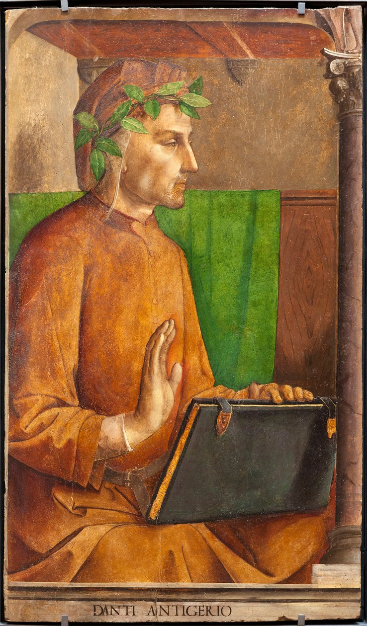 Effigie di Dante Alighieri (1265-1321), poeta, scrittore italiano, autore della Divina Commedia da Joos van Gent (fl.1460 75)