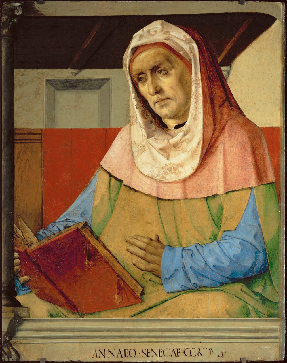 Seneca, filosofo romano Da una serie di 28 ritratti, dipinti intorno al 1475 per lo studiolo di Federigo da Montefeltre ... da Joos van Gent (fl.1460 75)