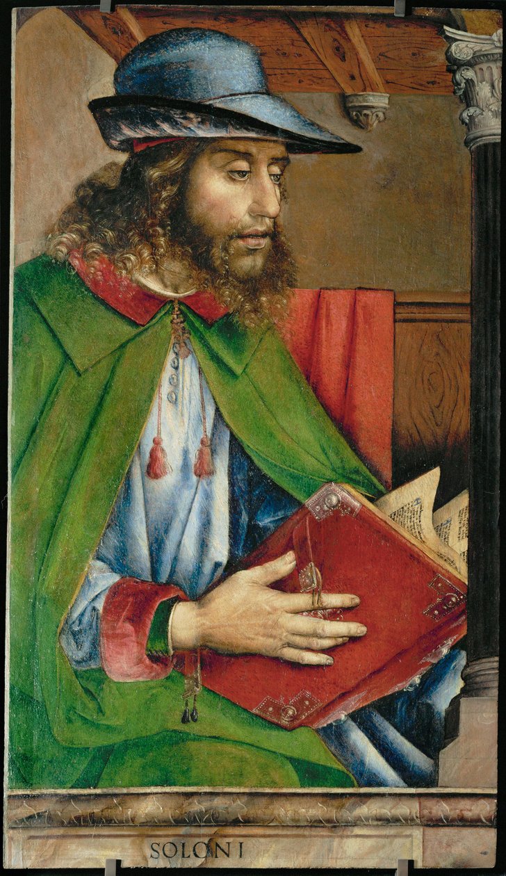 Solone, legislatore di Atene Da una serie di 28 ritratti, dipinti intorno al 1475 per lo studiolo di Federigo di Montefeltre ... da Joos van Gent (fl.1460 75)