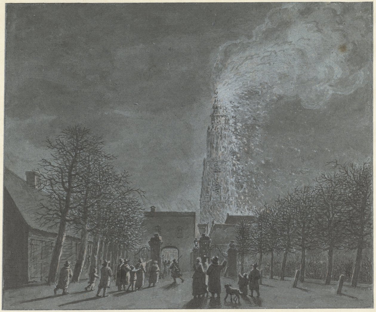 Incendio nella torre della chiesa di Amersfoort da Jordanus Hoorn