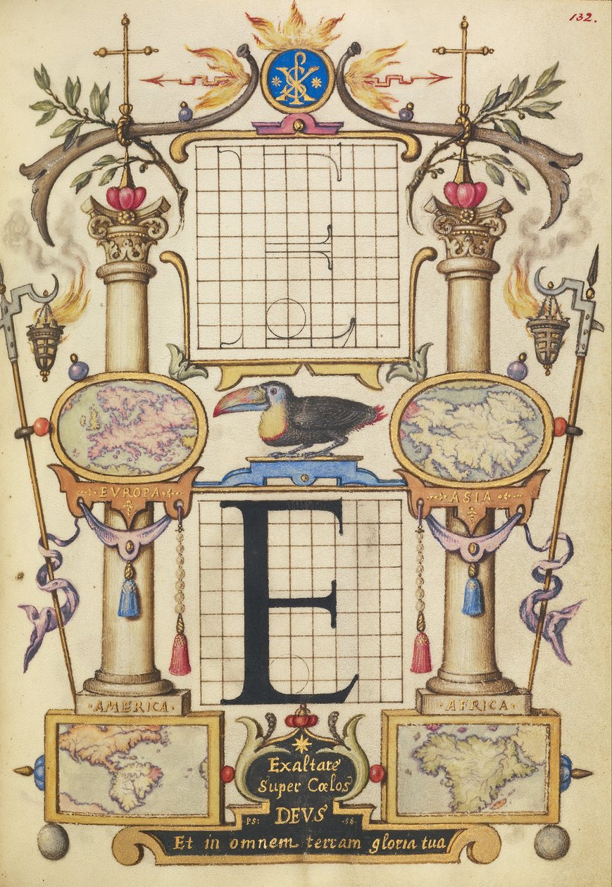 Guida per costruire la lettera E da Joris Hoefnagel