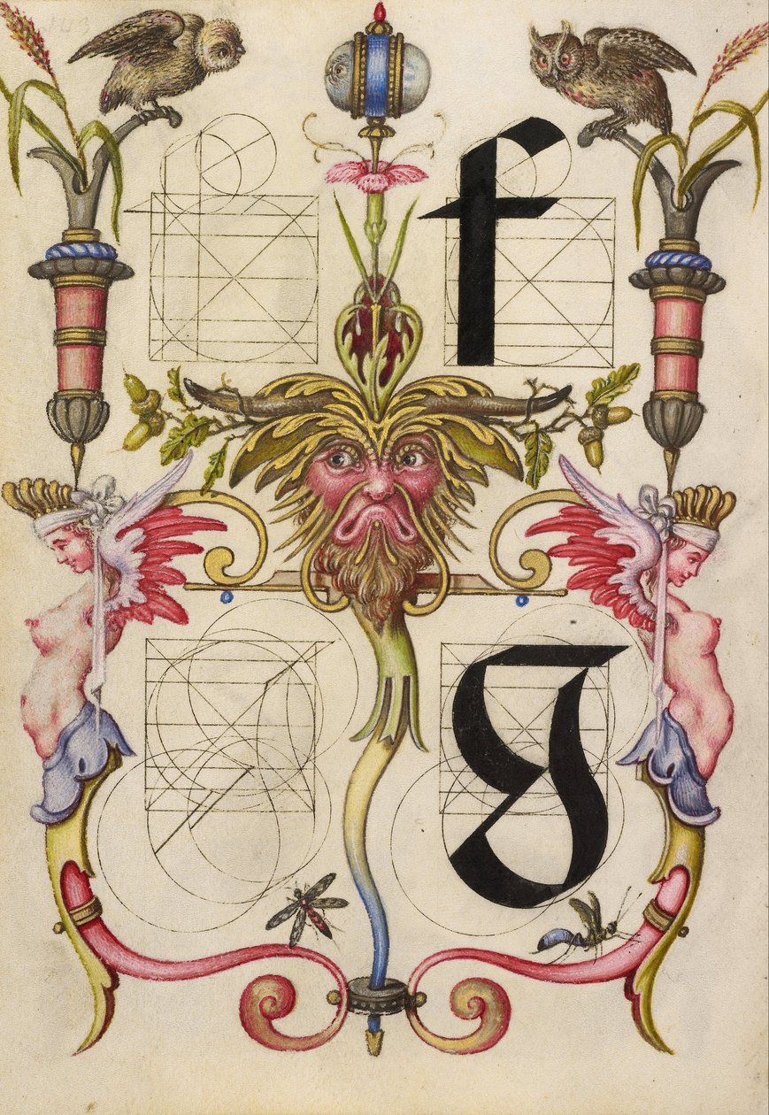 Guida per la Costruzione delle Lettere f e g da Joris Hoefnagel
