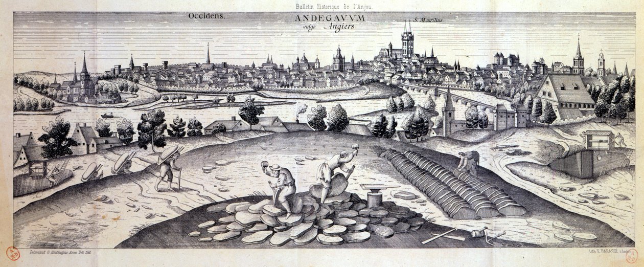 Una cava di ardesia ad Angers, 1561 da Joris Hoefnagel