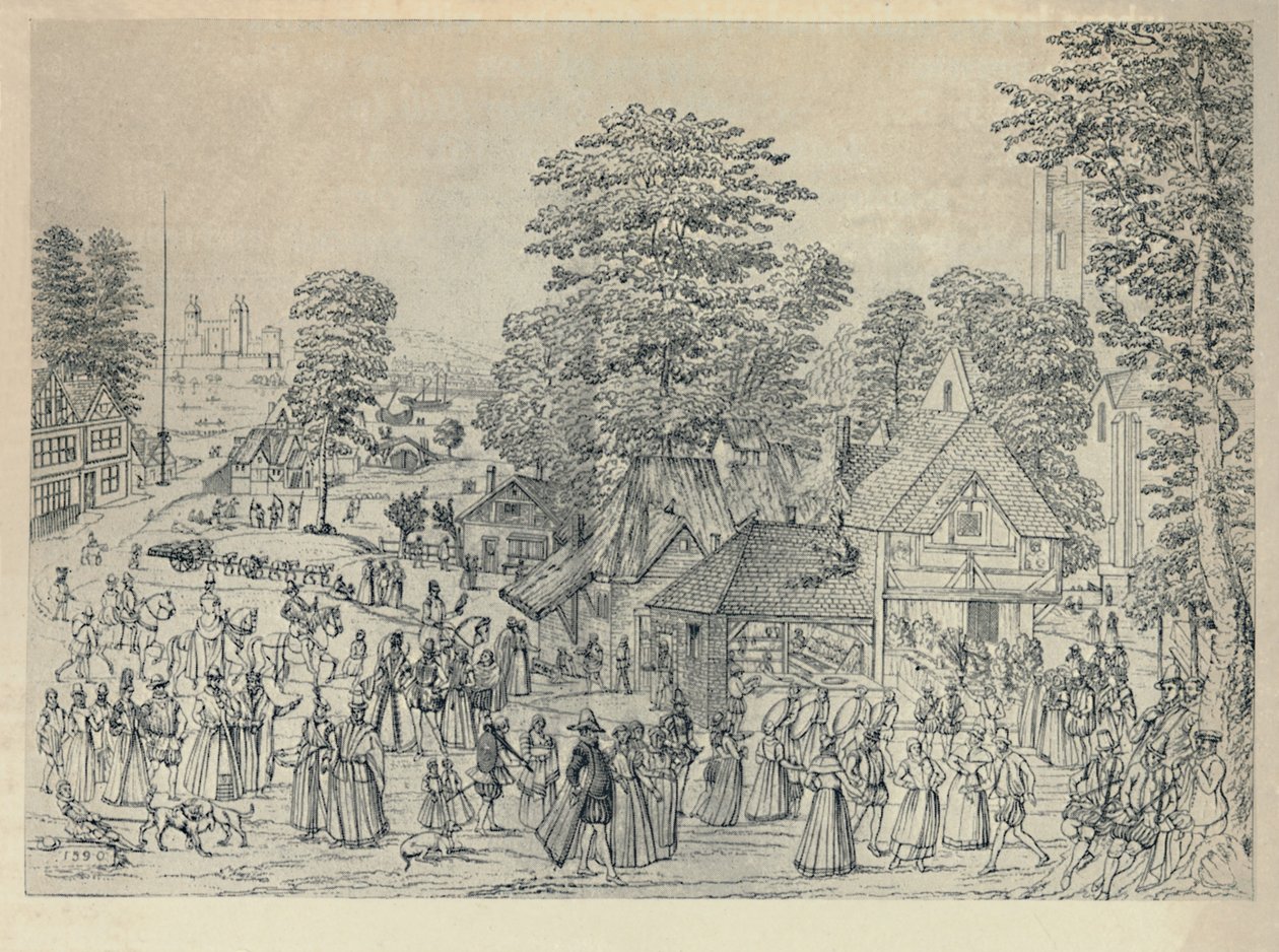 Una festa di nozze a Bermondsey, 1590, 1920 da Joris Hoefnagel