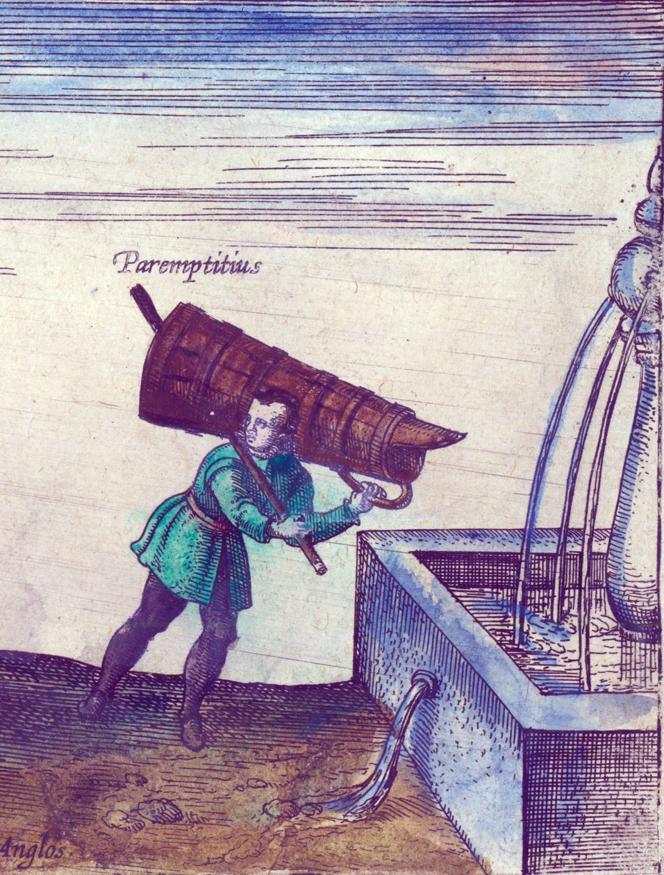 Un apprendista che prende acqua da una fontana, 1598 (dettaglio) da Joris Hoefnagel