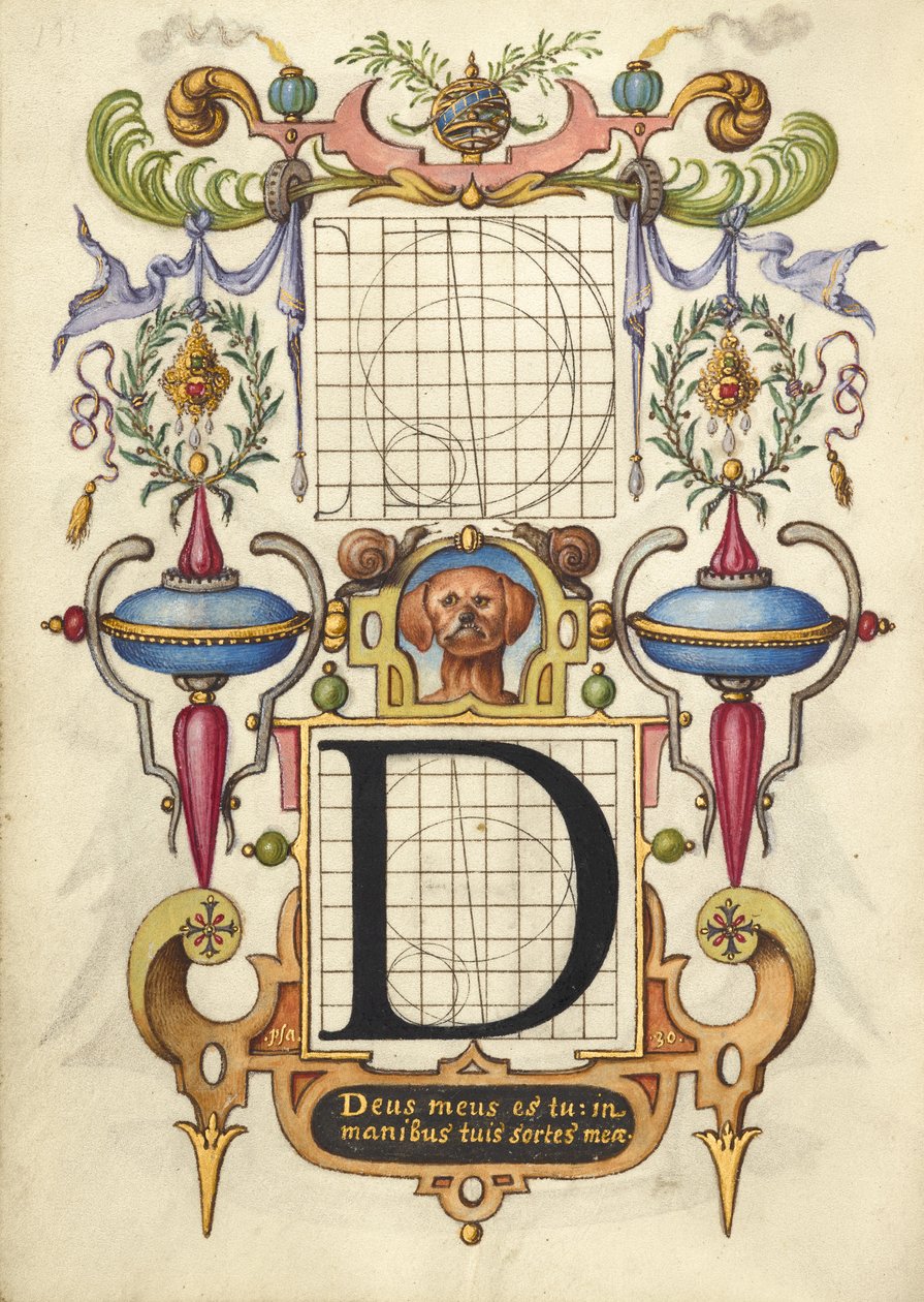 Anleitung zum Konstruieren des Buchstabens D da Joris Hoefnagel