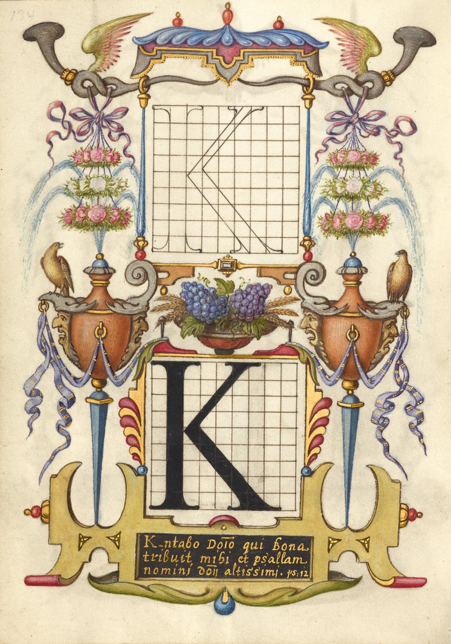 Guida alla costruzione della lettera K da Joris Hoefnagel