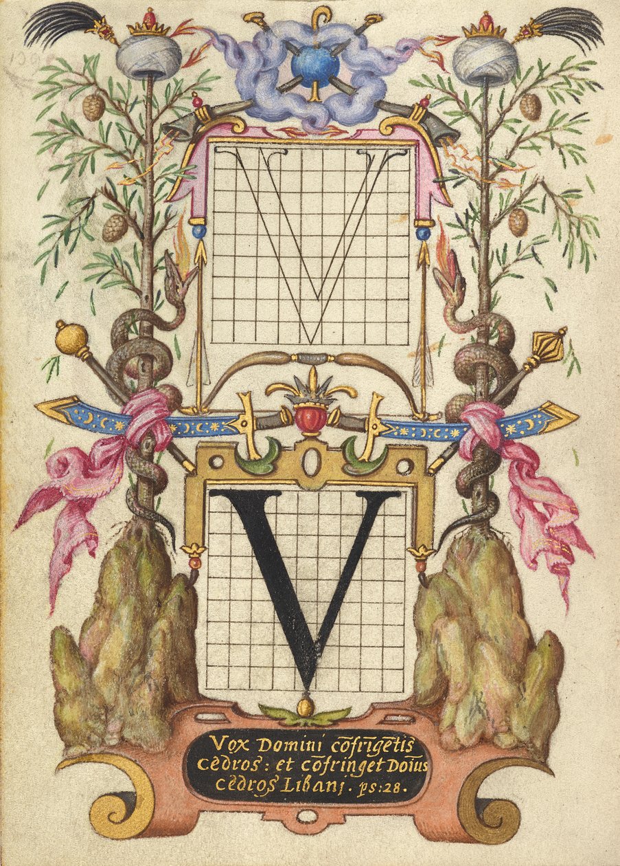 Guida alla costruzione della lettera V da Joris Hoefnagel