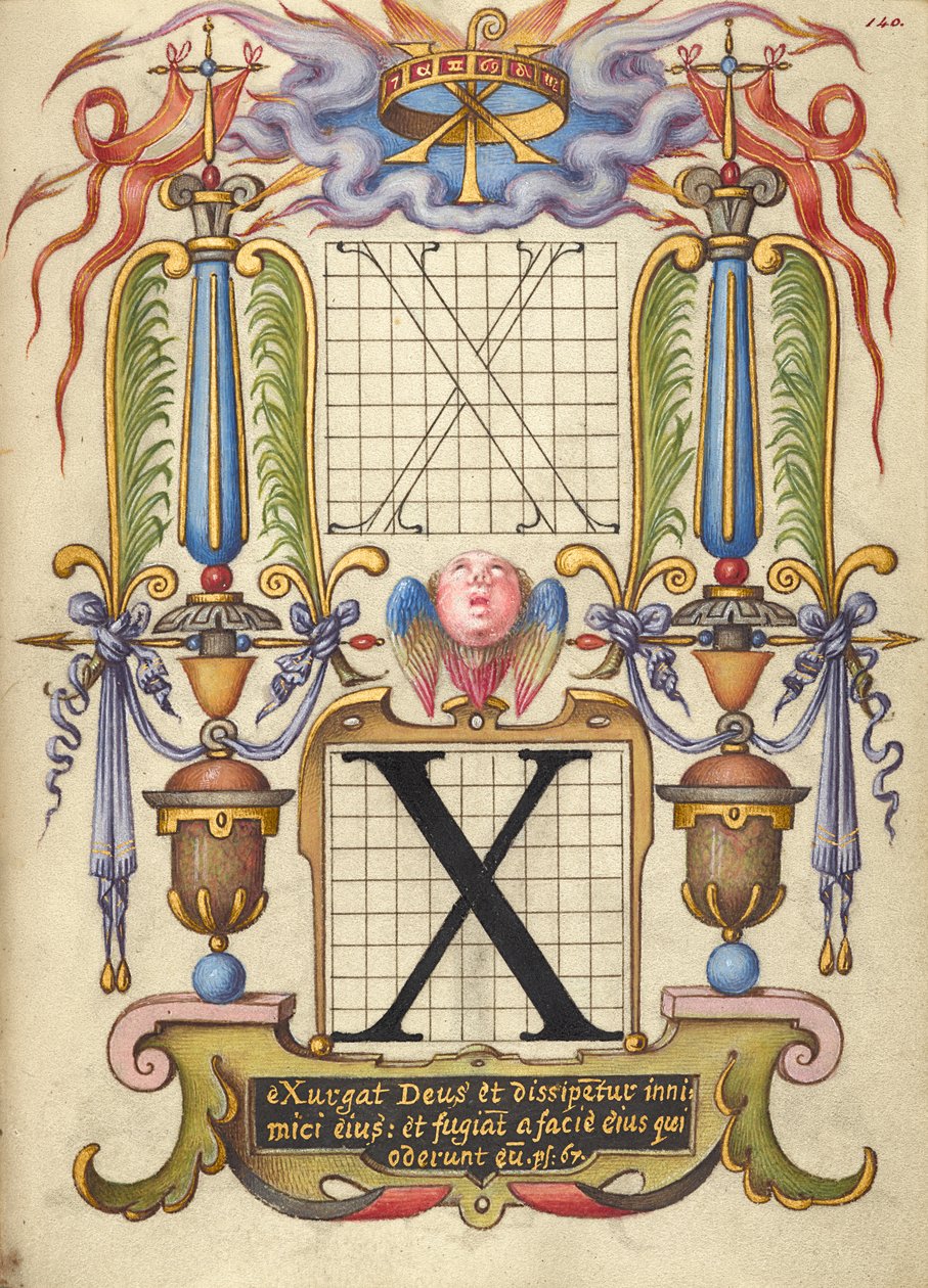 Anleitung zum Konstruieren des Buchstabens X da Joris Hoefnagel