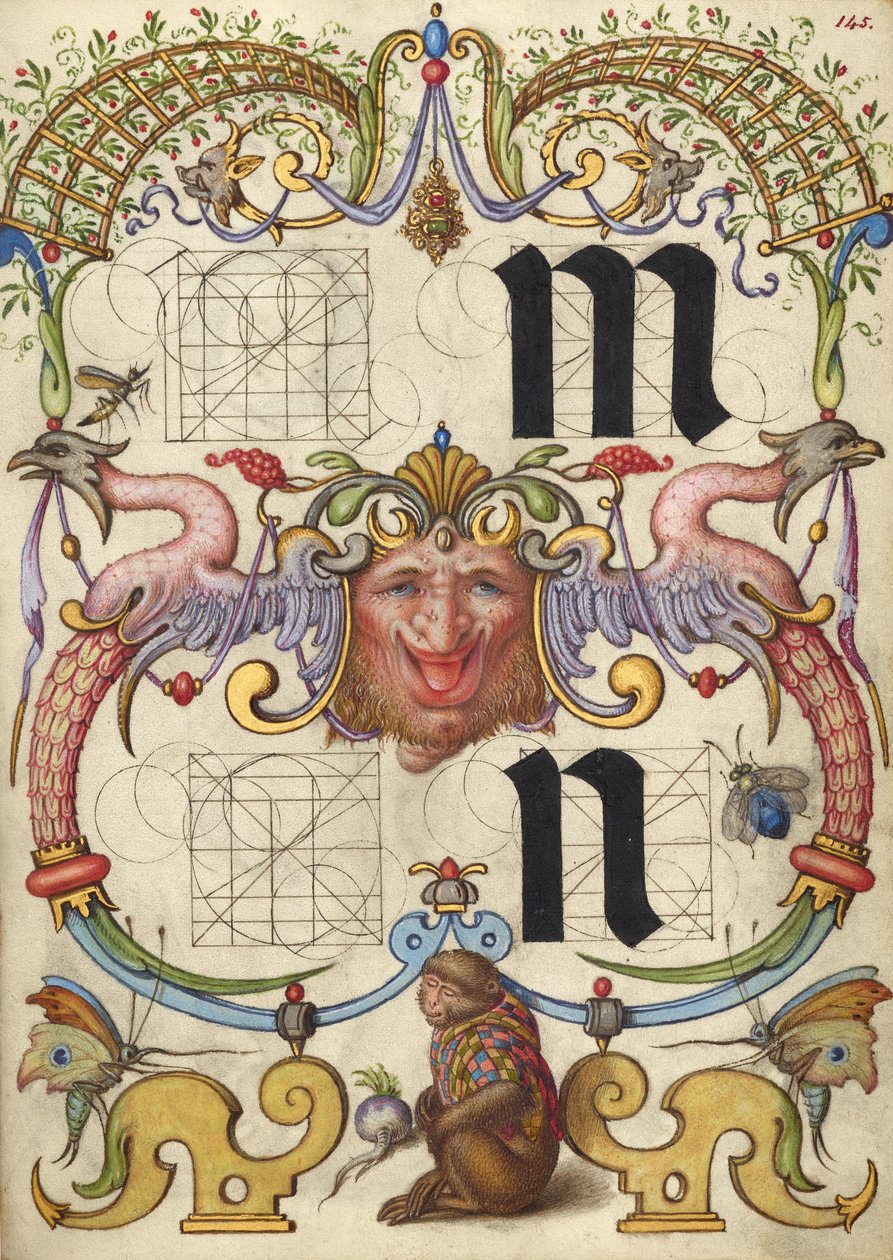 Anleitung zum Konstruieren der Buchstaben m und n da Joris Hoefnagel