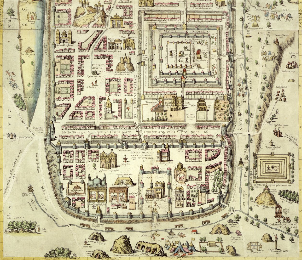 Mappa di Gerusalemme e dintorni, da 
