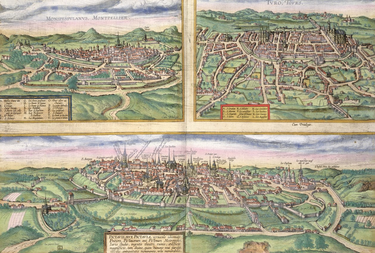 Mappa di Montpellier, Tours e Poitiers, da 