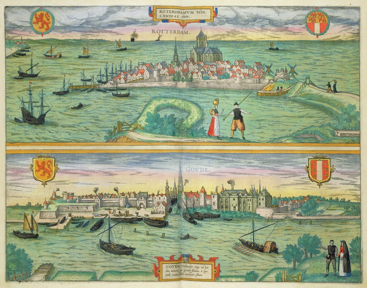 Mappa di Rotterdam e Gouda, da 
