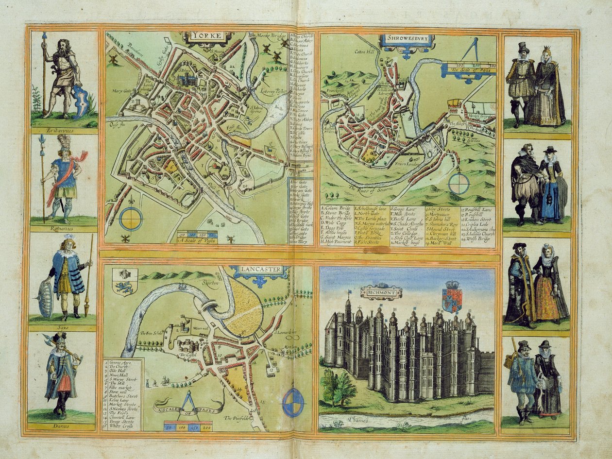 Mappe di York, Shrewsbury, Lancaster e Richmond, da 