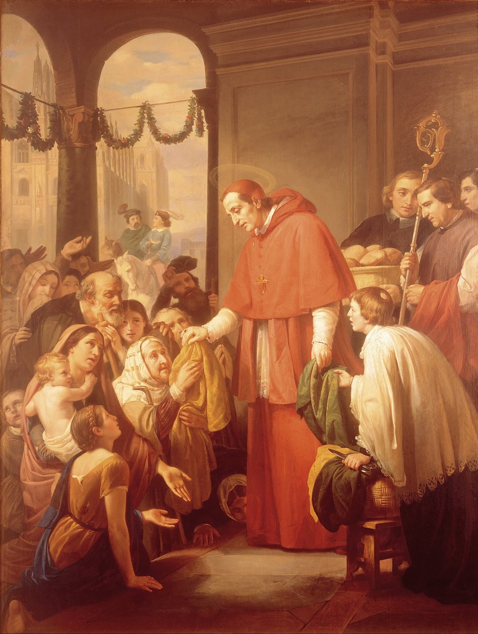 San Carlo Borromeo distribuisce elemosine al popolo da José Salomé Pina
