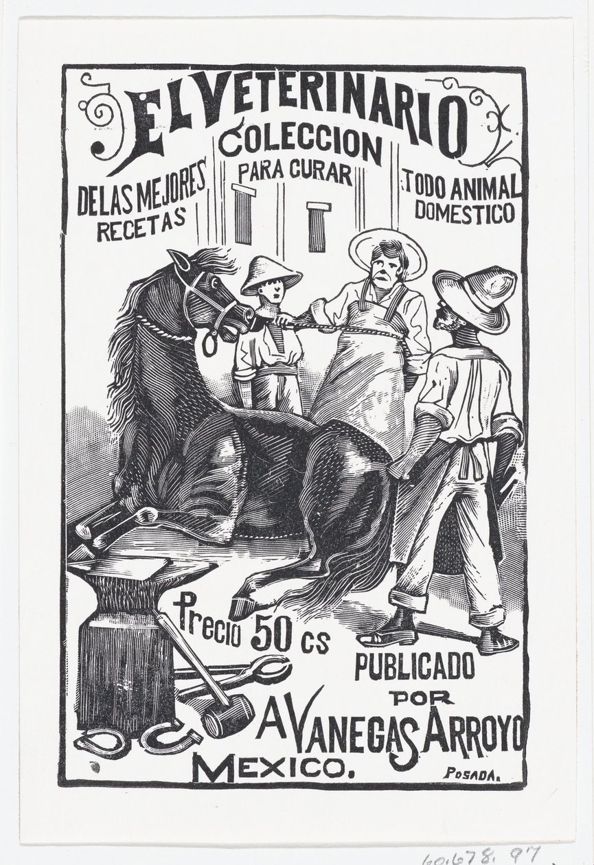 Un gruppo di persone intorno a un cavallo, illustrazione per 