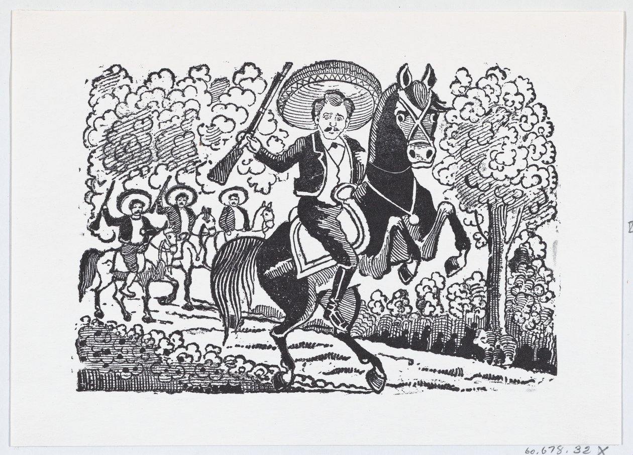 Un soldato rivoluzionario a cavallo con un fucile Heraclio Bernal da José Guadalupe Posada