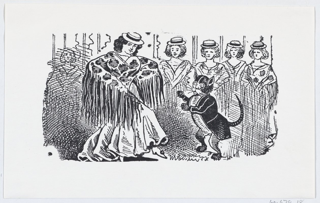Una donna che balla con un gatto in un vestito da José Guadalupe Posada