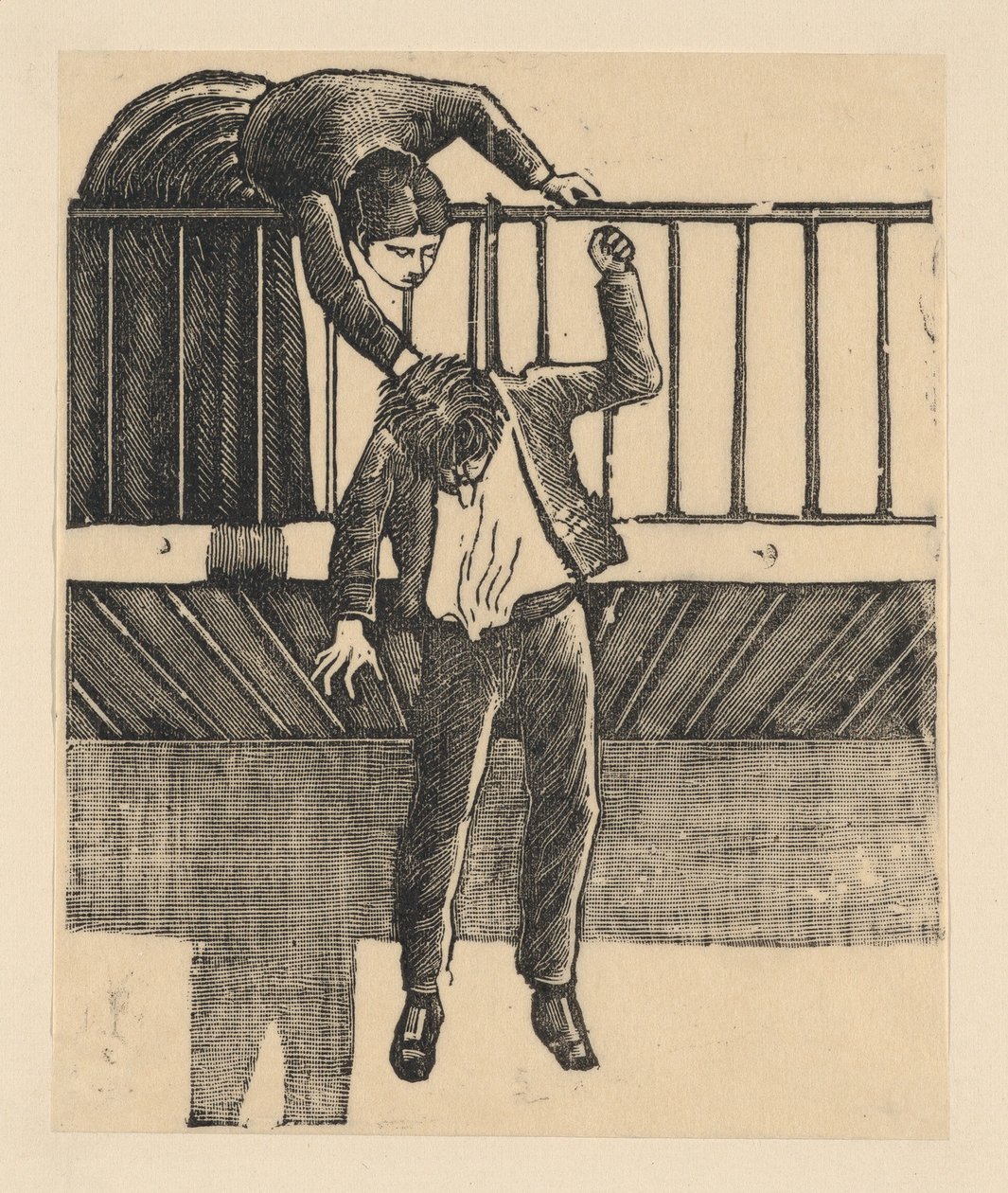 Una donna scopre un uomo che si è suicidato impiccandosi da José Guadalupe Posada