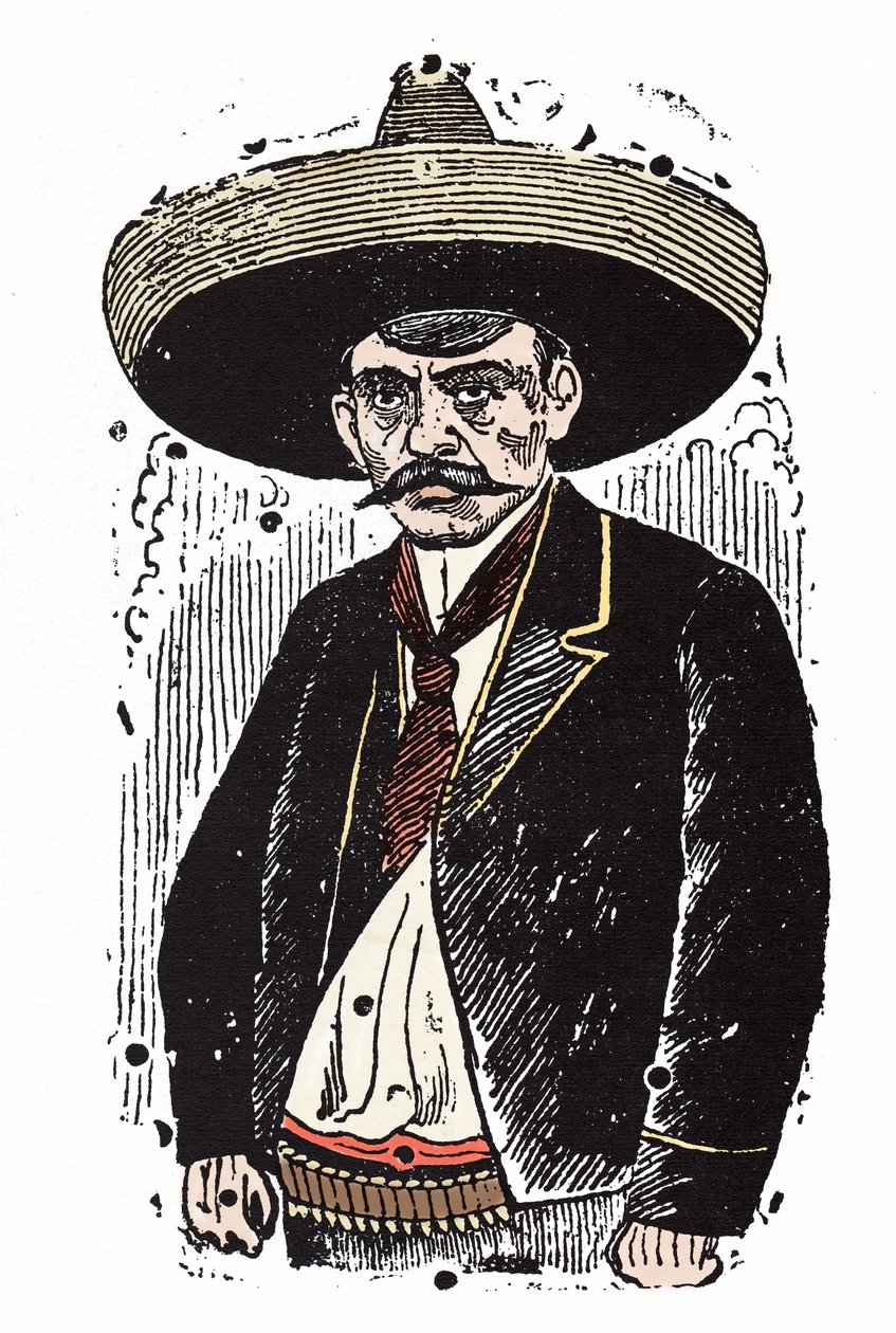 Emiliano Zapata, rivoluzionario messicano. Xilografia di Jose Guadalupe Posada da José Guadalupe Posada