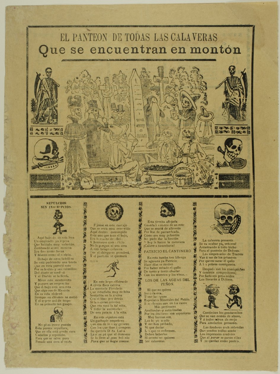 Il mausoleo di tutte le Calaveras che si trovano in un mucchio da José Guadalupe Posada