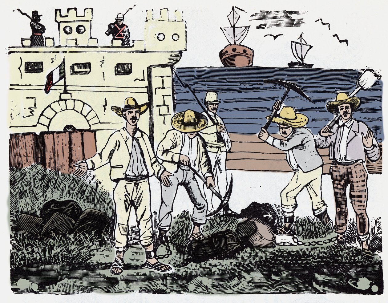 La Rivoluzione Messicana (1910-1920): Gruppi di prigionieri al lavoro forzato - Xilografia di Jose Guadalupe Posada (1852-1913) da José Guadalupe Posada
